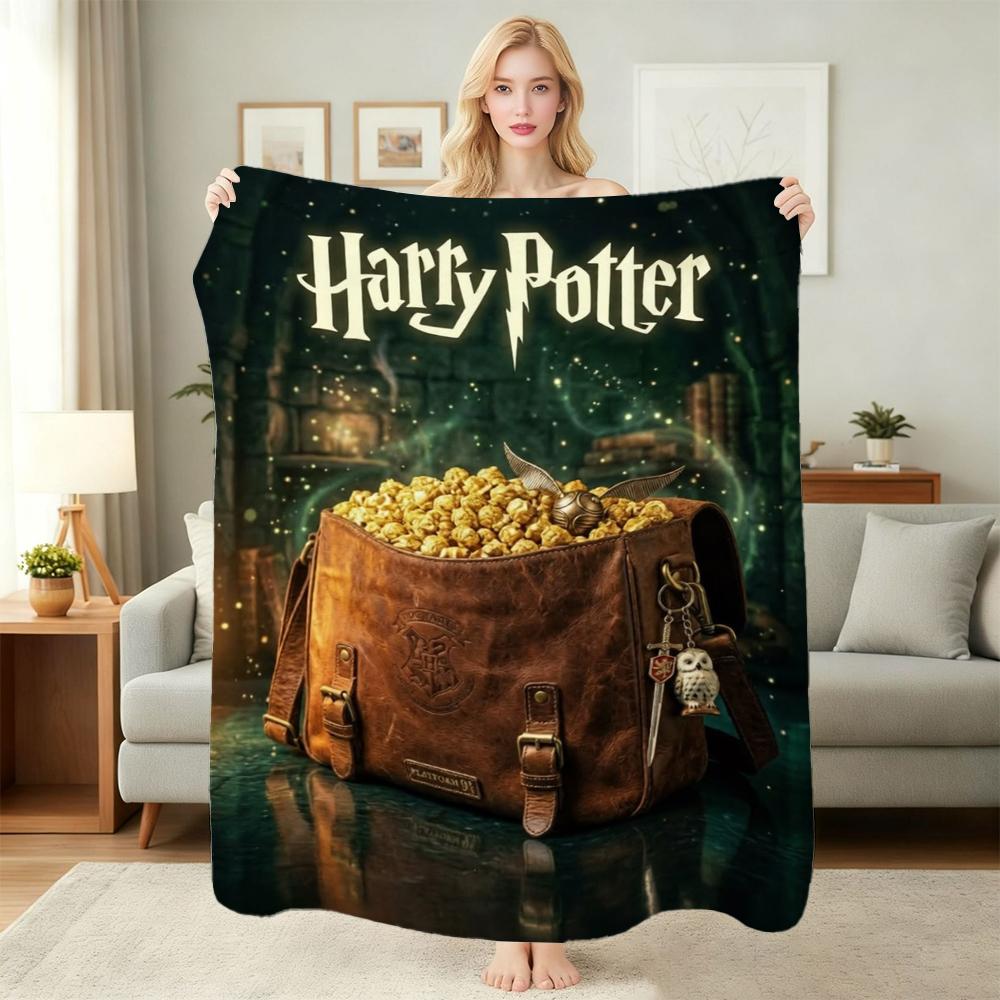 Harry Potter'S Magical World Pattern Theme Flannel Blanket Allseason Fleece Blanket For Bedroom Sofa Bed Home Decor Christmas Gift