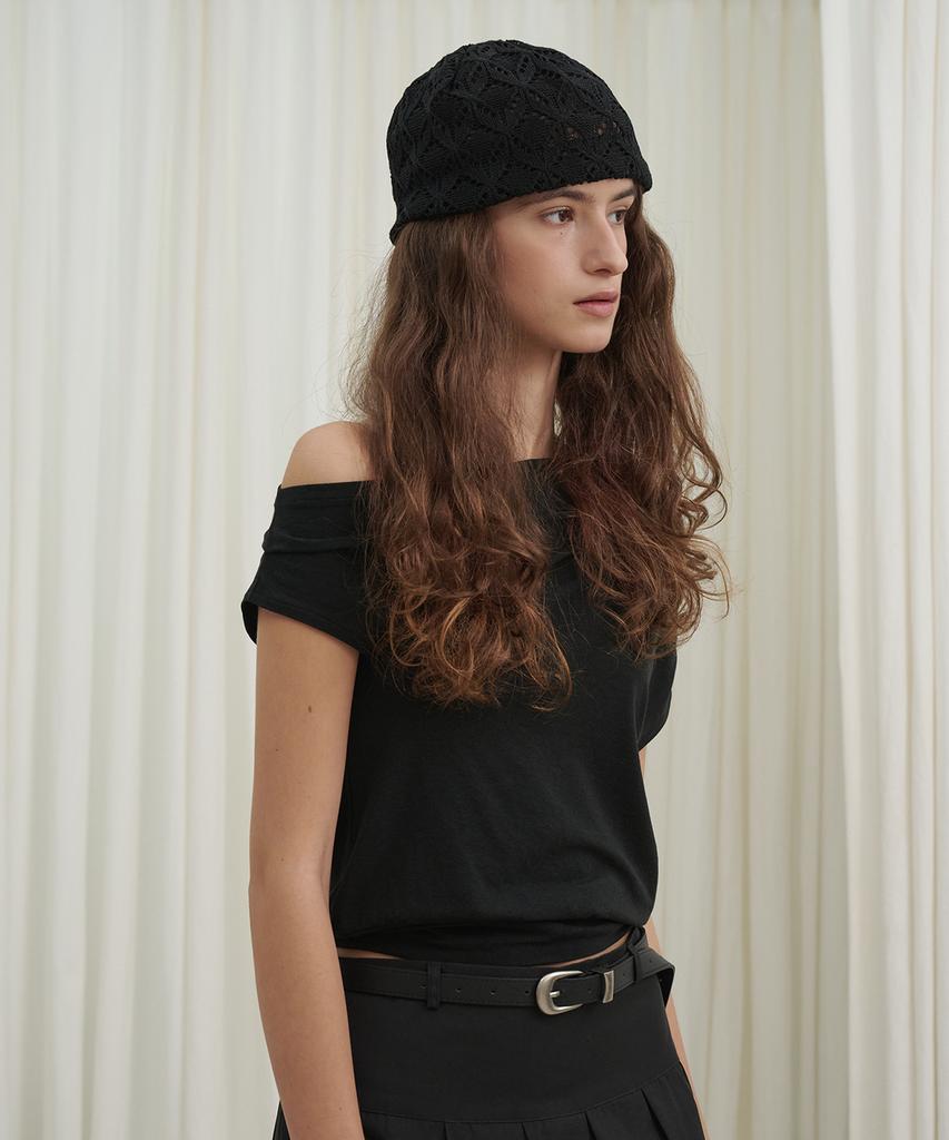 MARROT Drape Asymmetrical Tee_Black