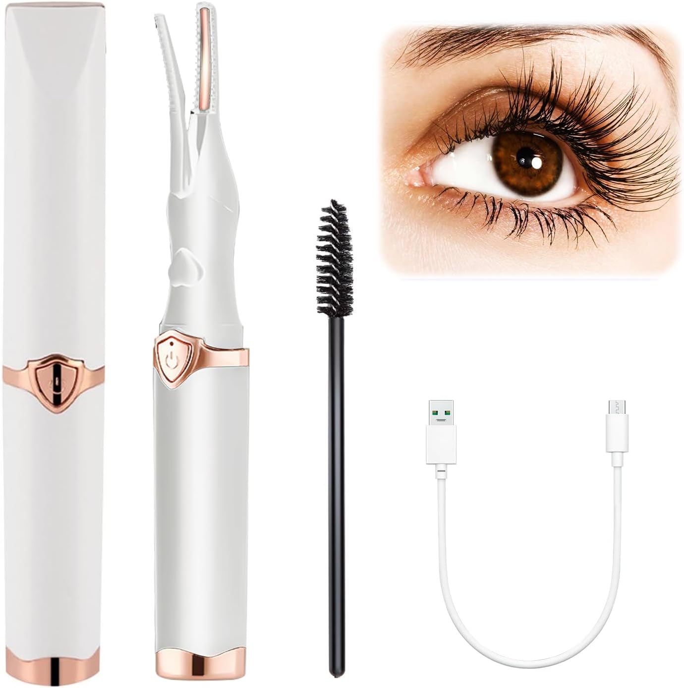 

Electric Heated Eyelash Curler Rechargeable Long Lasting Curling Tool White