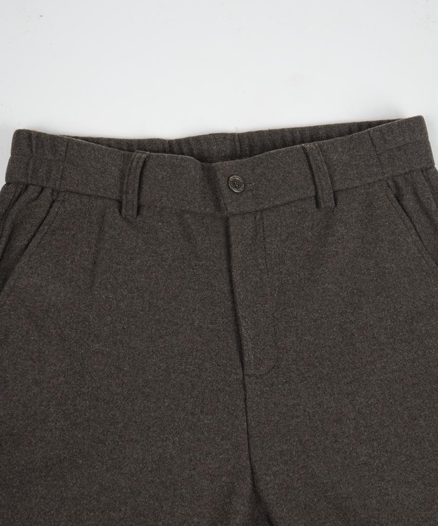 BIRBANTE Wool Blend C.L Fit Elastic Waist Wide Pants - Brown