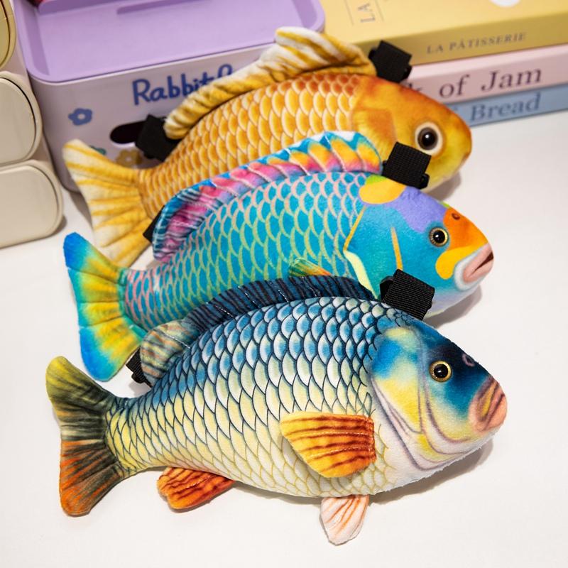 30cm Simulated Fish Bag Soft Stuffed Plush Toys Koi Carp Crucian Carp Parrotfish Funny Plushies Doll Crossbody Bag Girls Gifts