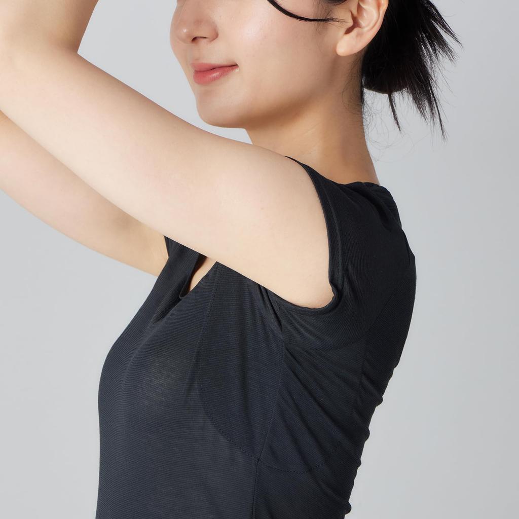 Deoest Deodorizing French Sleeve COOL Sweat IDG54 [with Pad] (Black, M)