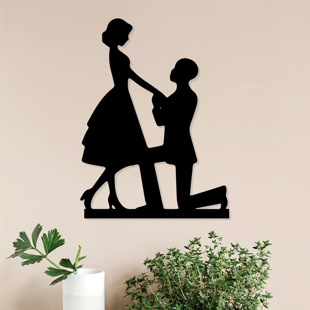 Metal Wall Art Proposal Scene Romantic Statue Mural Valentine Gift Wedding Anniversary Home Decor Rust Resistant Sculpture