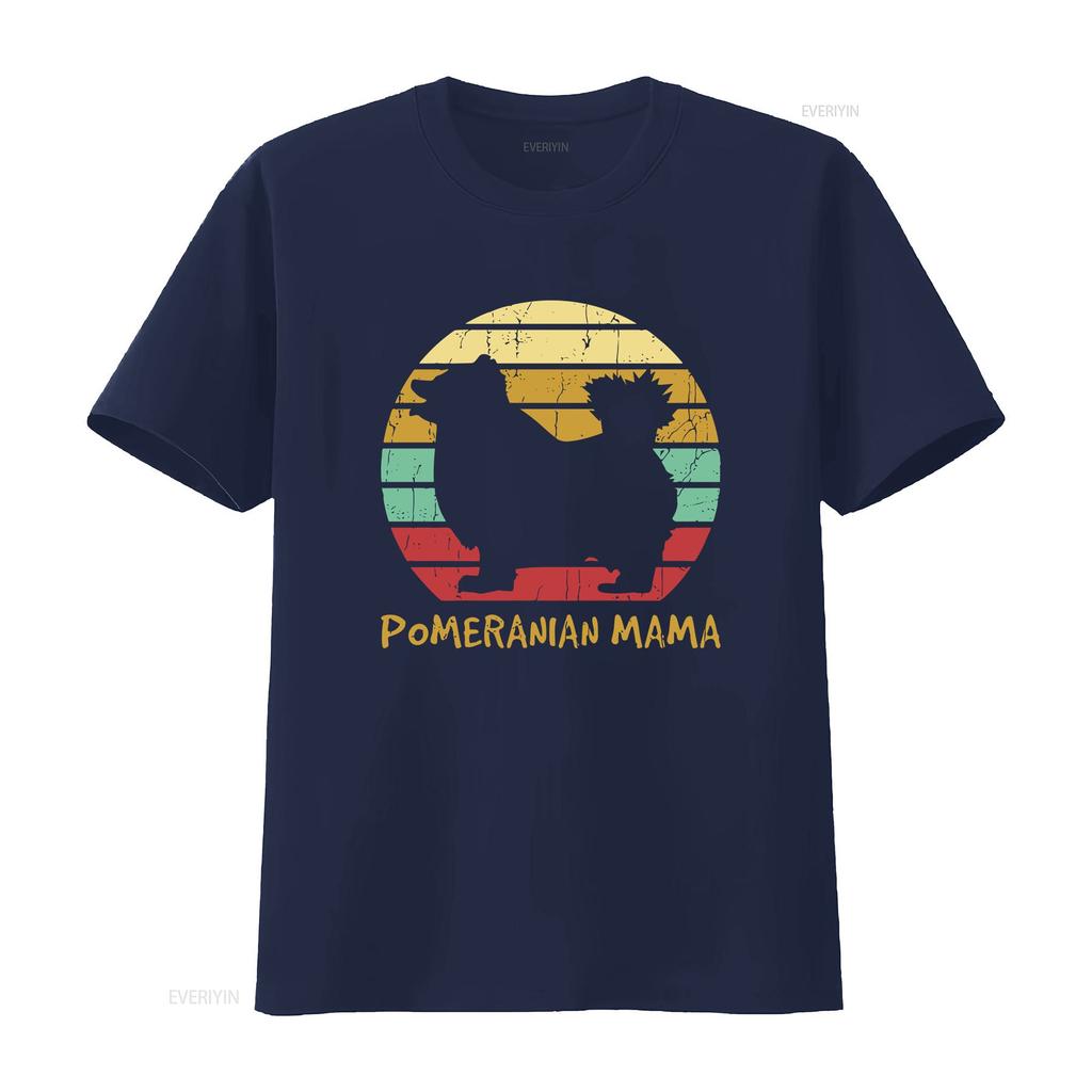 Pomeranian Dog Mama SunseT T Shirt Retro Owner Animal Pet Lover Silhouette Vintage  Vintage Washed Stylish Stretched Streetwear