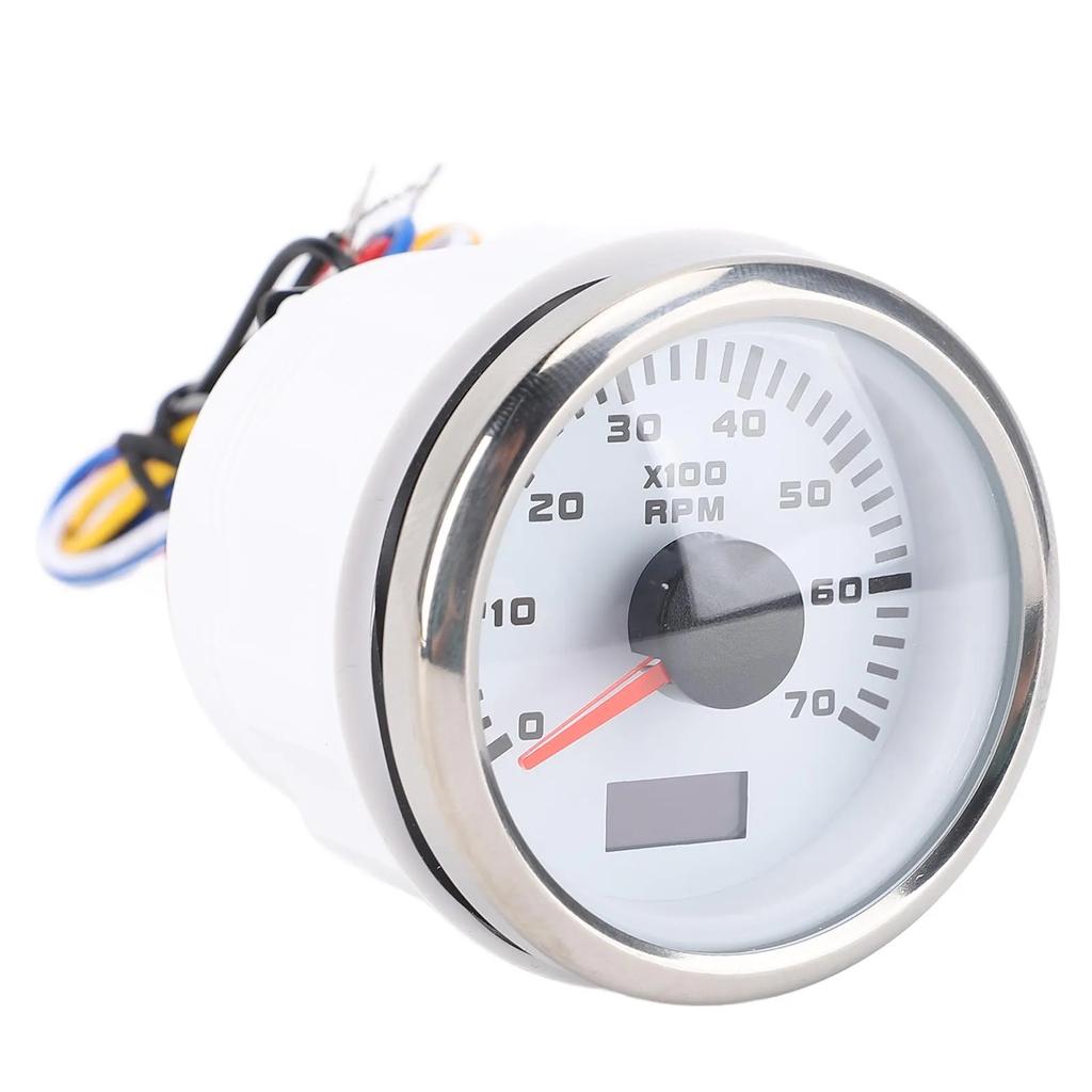 7 Color Backlight DC 9-32V RPM Gauge 52mm 7000RPM Tachometer with Hourmeter for Truck Tractor Car RV Boat