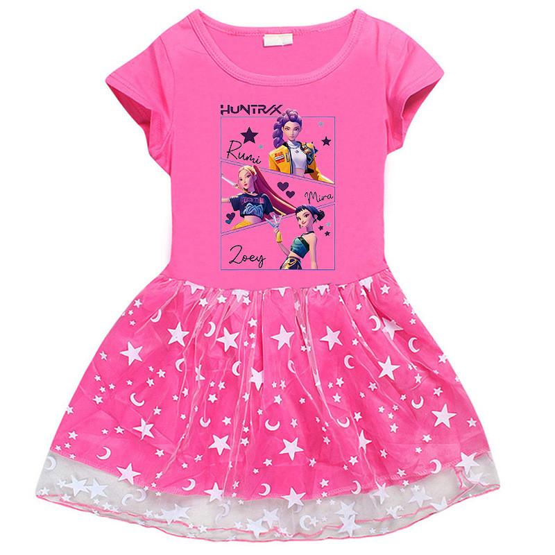 Mädchen Kpop Mira Zoey Rumi Hunters Bedrucktes atmungsaktives Netzkleid