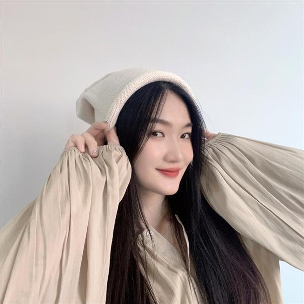 Roll-up String Knit Beanie (Ivory)