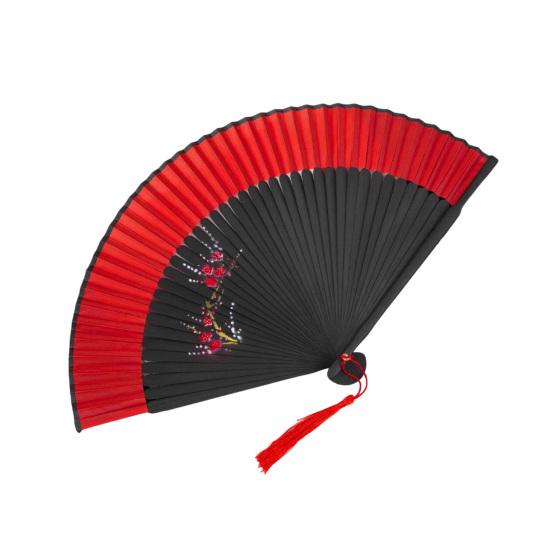 Chinese Style Flower Folding Fan with Tassels Vintage Portable Hand Fan Wedding Dance Party Decorative Handheld Fan Travel Accessory
