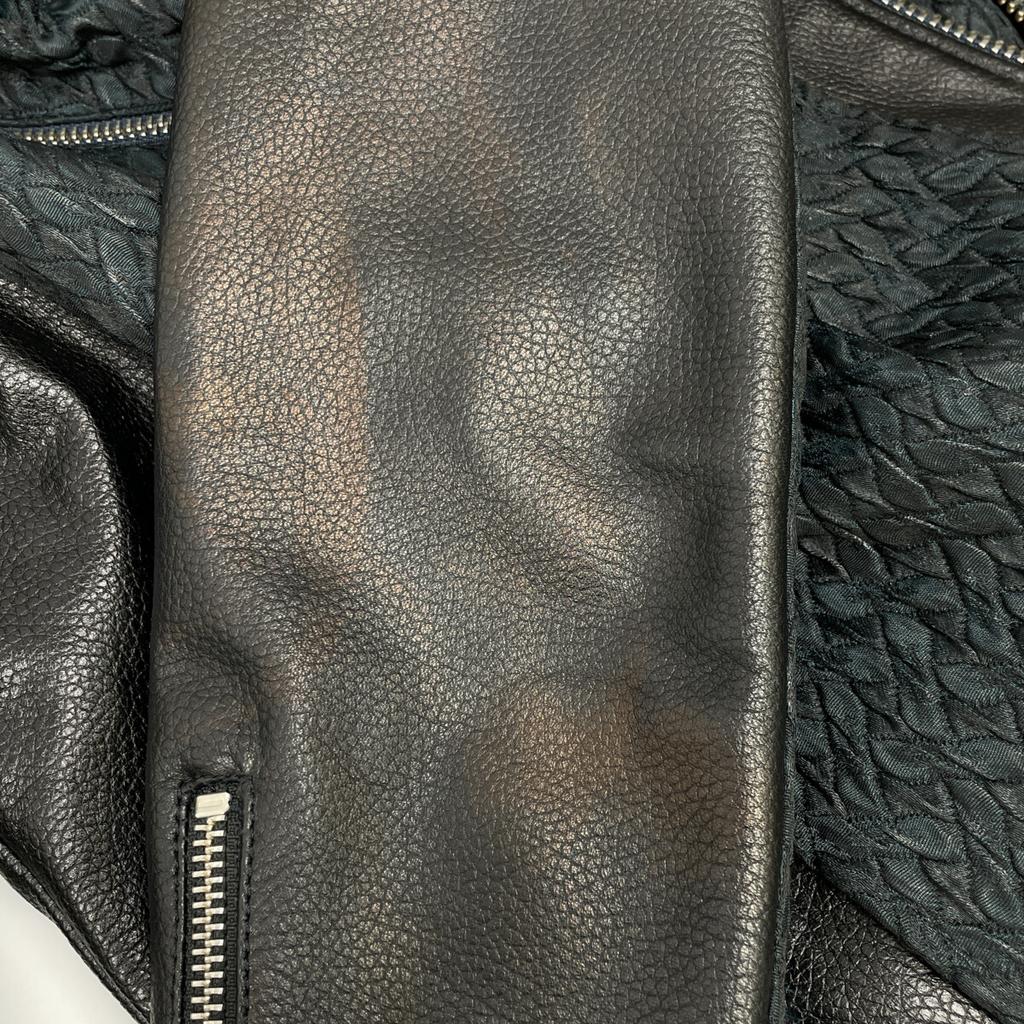 Helmut Lang Black Mixed Material Leather Double Rider's Jacket Jacket P blackUsed