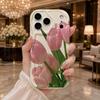 Pink Tulip Floral Pattern Wavy Edge Phone Case For iPhone 17 16 15 14 13 12 11 8 7 Plus Pro Max Spring Theme Soft Cover