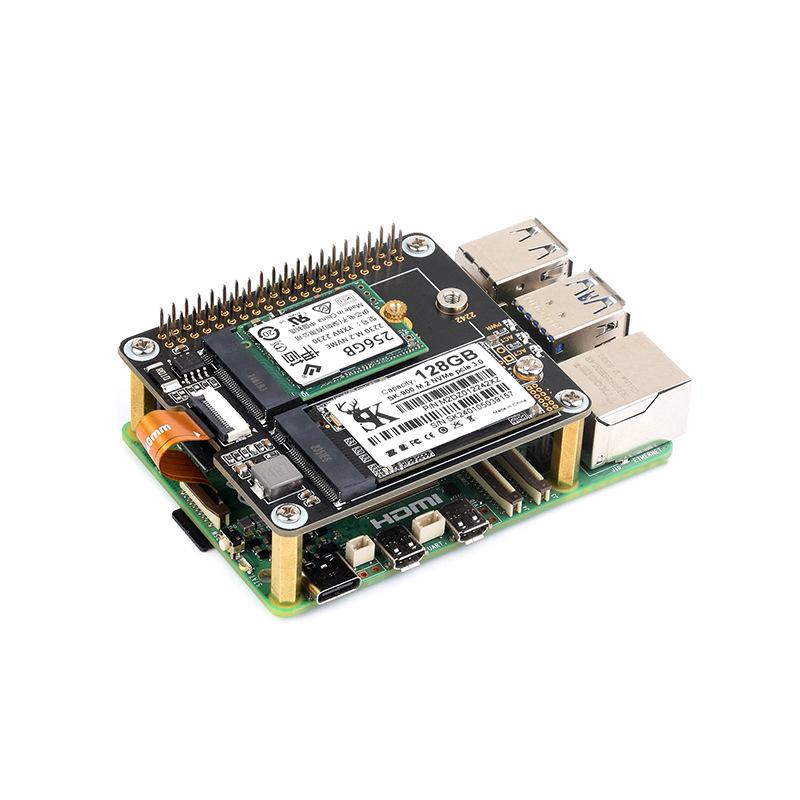 Raspberry Pi 5 PCIe Dual M.2 NVMe Adapter Board for Hard Drive Expansion