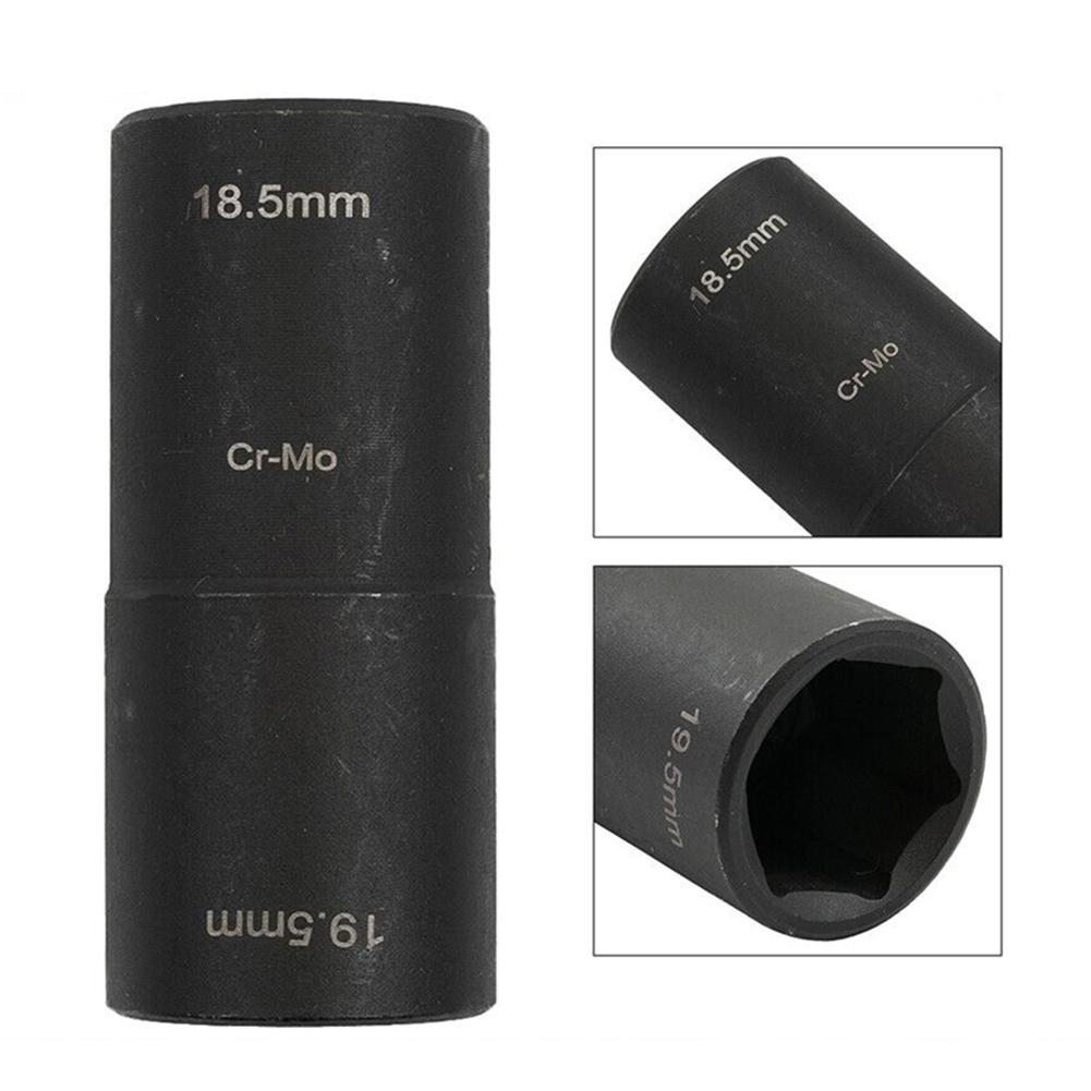1/2 Dr 18.5mm x 19.5mm Skadad Hylsnyckel för Hjälpmutter Djup Längd Flip Slagset