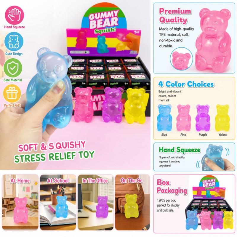 Cute Bear Stress Relief Squeeze Toy Slow Rebound Tpr Sensory Fidget Toy Portable Hand Play Toy Anxiety Relief Gift
