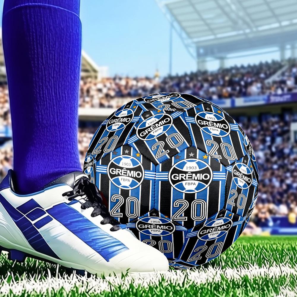 Olympique Football Crest Printed Size 5 Soccer Balls, Anti-Slip, Protective Football, Outdoor Sport, a Unique Gift Suitable for Him/her, Birthday