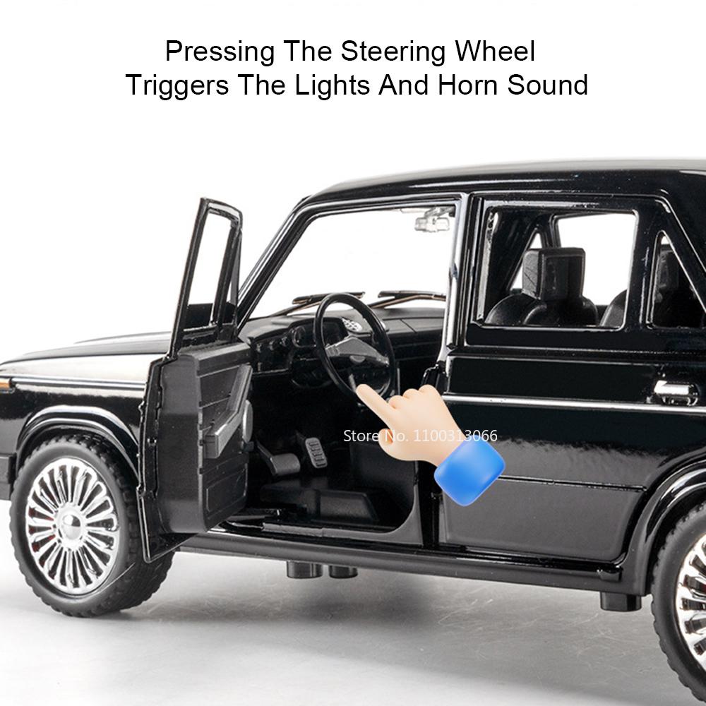 1:18 Russian LADA 2107 Niva Toys Alloy Diecast Cars Models Light Music Rubber Tires Vehicles Pull Back Miniature Car Kids Gifts