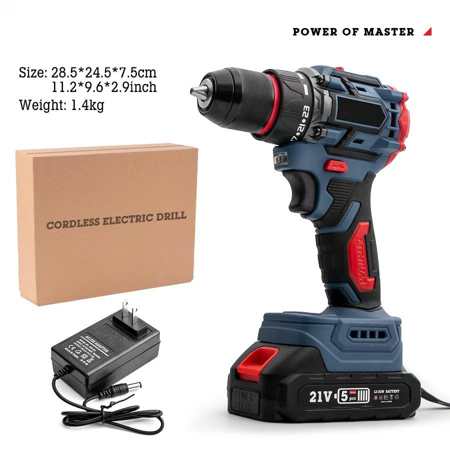 21V Brushless Lithium Rechargeable Hand Drill & High-Power Electric Screwdriver Set