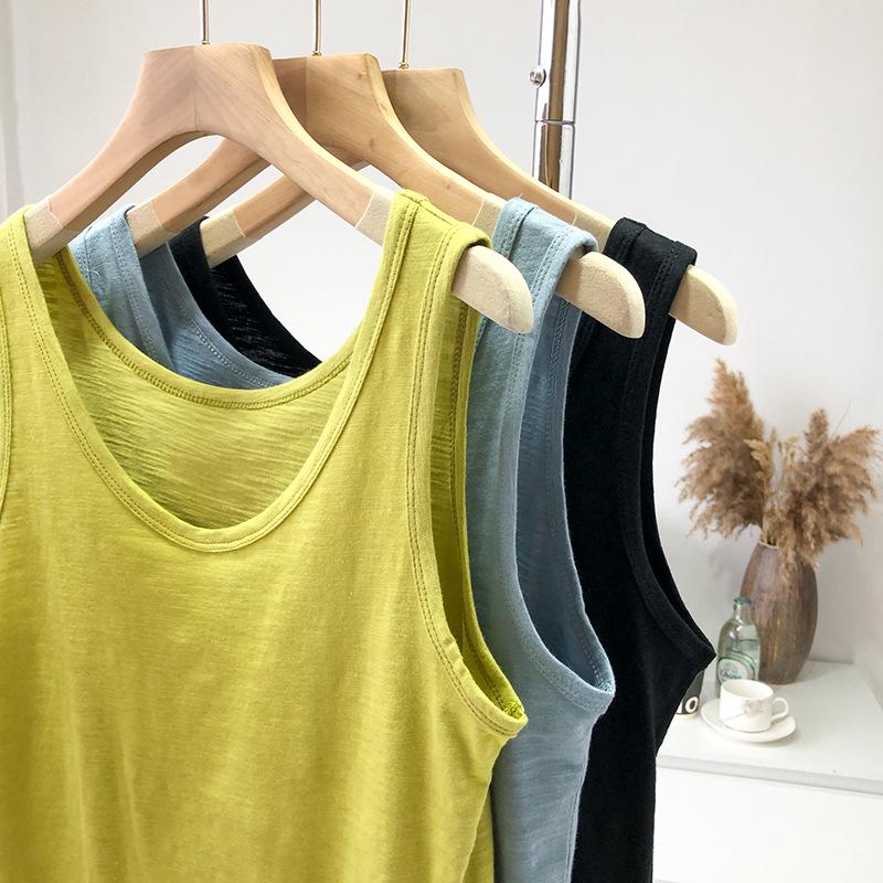Bamboo Cotton Women's U-Neck Tank Top: 2024 Loose-Fit, Underarm Coverage, Pure Cotton Summer Wear