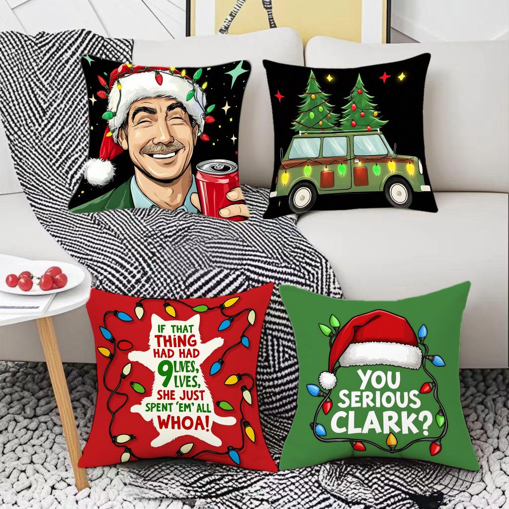 Leinen Plüsch Leder Samt Weihnachten Cartoon Druck Weihnachtsmann Glocke Kindlich Wohnzimmer Schlafzimmer Kissenbezug