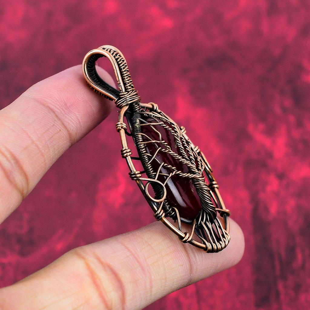 Tree Of Life Red Fire Labradorite Pendant Copper Wire Wrapped Handmade Pendant Antique Jewelry Gemstone Pendant Copper Jewelry Wedding Gifts
