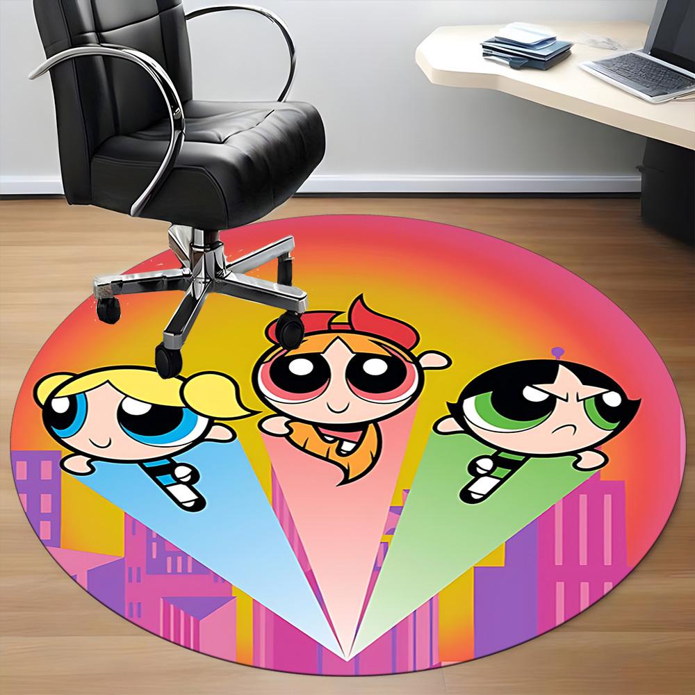 1pc Powerpuff Girls Office Round Area Rug, Under Office Chairs Bedroom Living Room Home Decor, Room Deco, Available in Various Sizes
