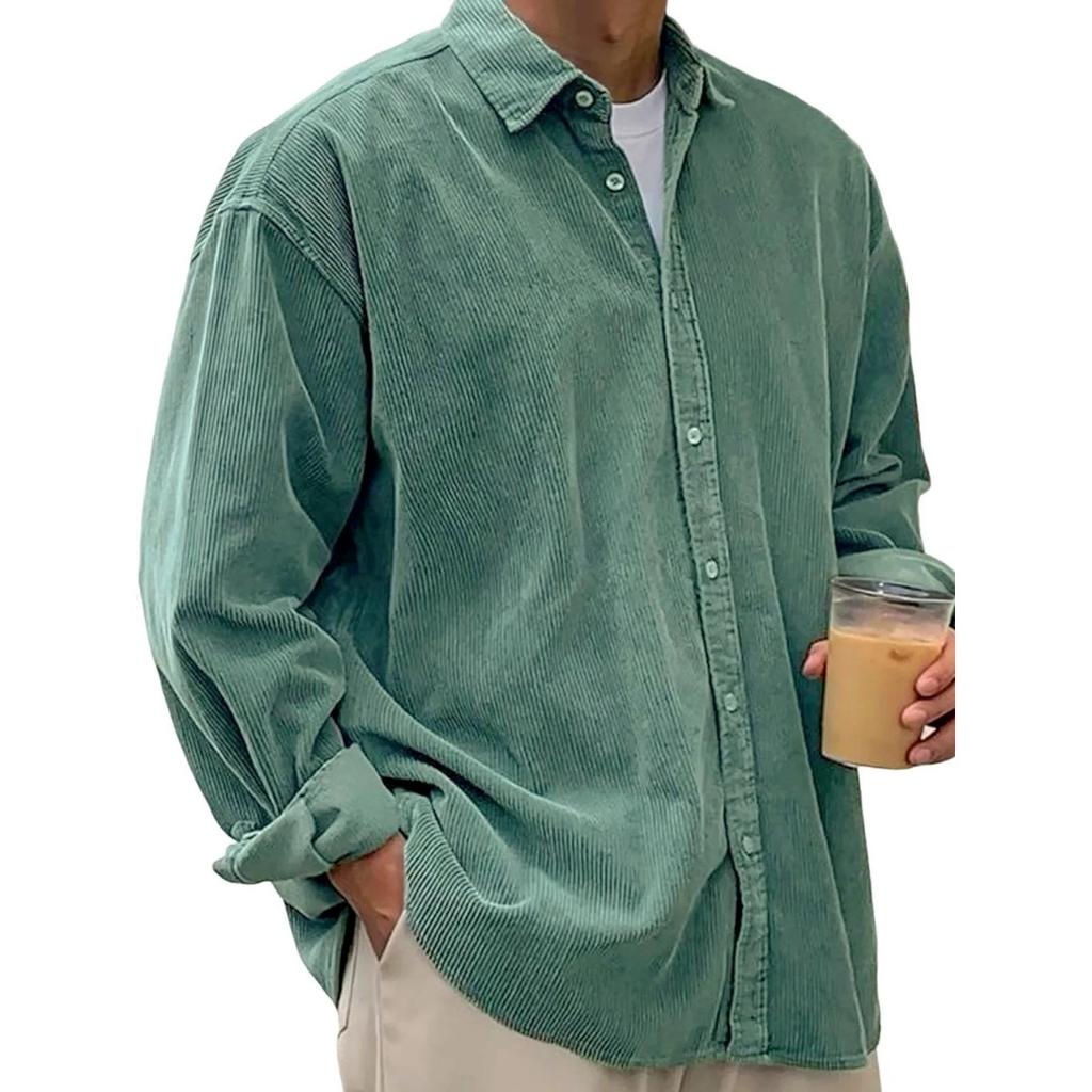 Nuevas Camisas de Pana para Hombre Manga Larga Casual Holgadas Gruesas para Otoño Invierno Streetwear