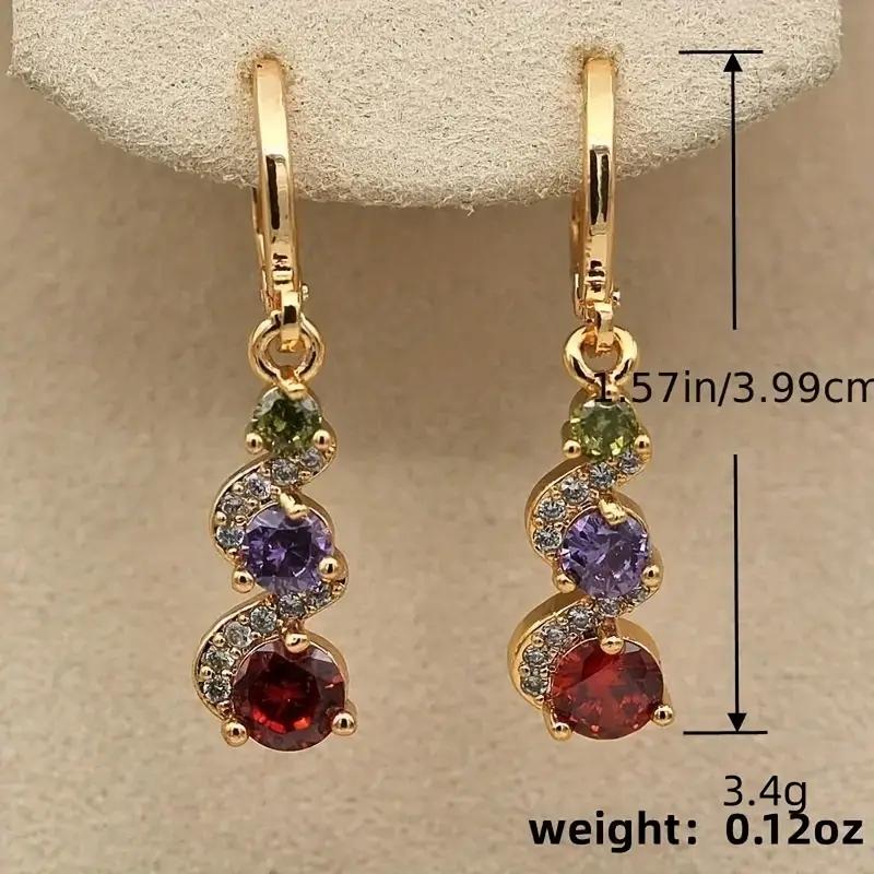 1 Pair Elegant Vintage Green Stone Dangle Earrings - Perfect ForWeddings and Parties -14k Gold Plated