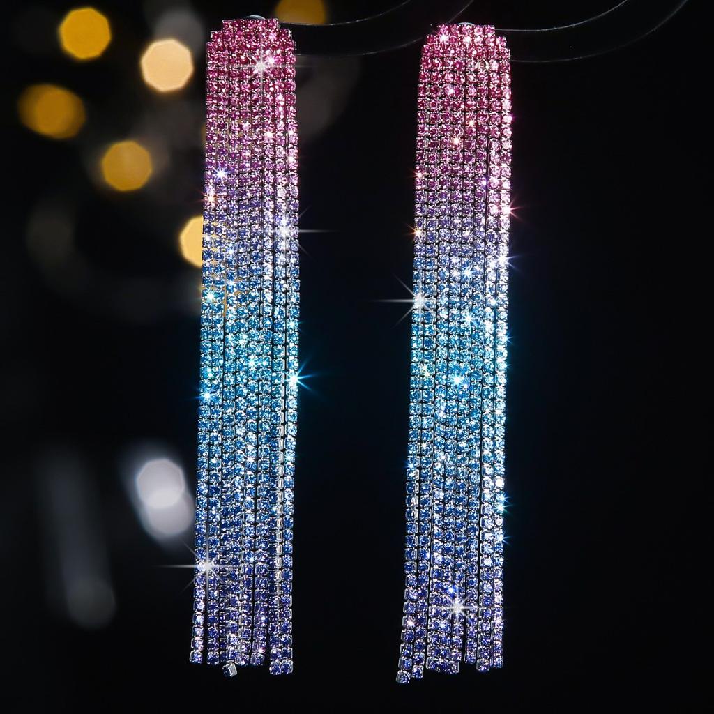 Premium Full Diamond Long Fringed Earrings