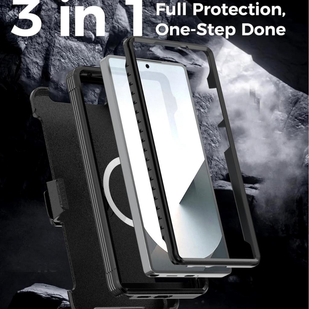Three Anti-magnetic Mobile Phone Case for Samsung S26Ultra Bracket Protective Case A37 Anti-drop S25 All-inclusive 24