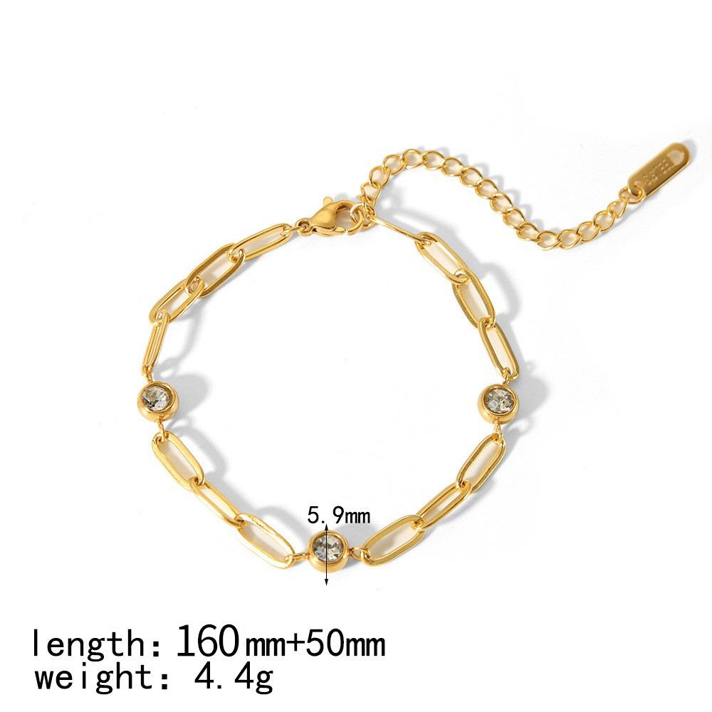 

New Simple Fashion Design 18K Gold Plated Stainless Steel Zircon Geometric Bracelet Premium Female