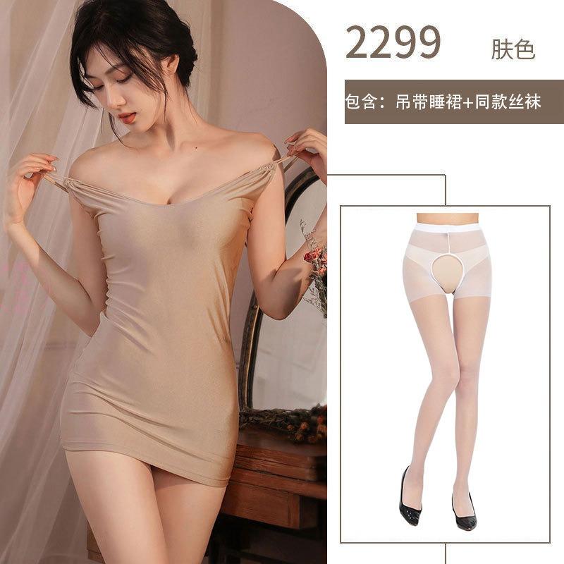 Nightclub Women's Sexy Lingerie Breast Passion Clothes Cross Suspender Dress Seduction Uniform