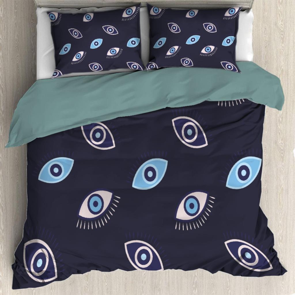 Evil Eyes Duvet Cover Sets For Teens Adults Exotic Bohemian Quilt Covers Bedroom Decor 2 Pillowcases 1 Duvet Cover No Comforter