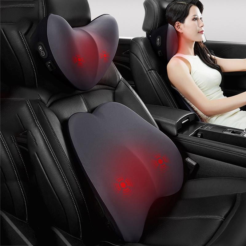 

Массажная подушка для шеи автомобиля, подушка для поясничной поддержки, интеллектуальная электрическая массажная подушка для поясницы, поддержка спинки сиденья, пена с эффектом памяти