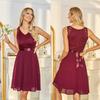 Rochii de cocktail retro pentru femei din dantelă florală șifon fără mâneci panglică cravată domnișoară de onoare seara formală leagăn rochie midi, potrivită și evazată
