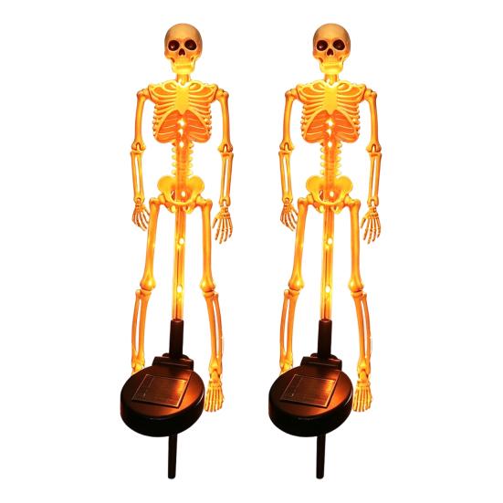 Automatic Dusk to Dawn Lamps Solar Skeleton Garden Stake Light, Halloween 3D Glowing Skull Yard Festive Outdoor Party Lighting Decor with LED,