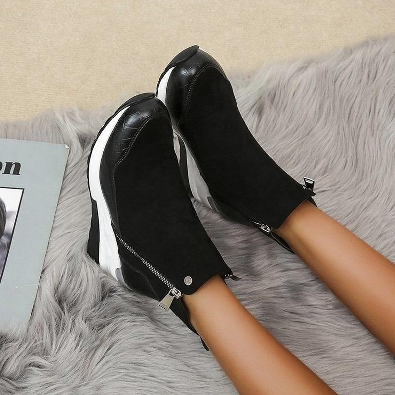New Large Size 43 Ankle Boots Women's Winter Heightening Short Boots Women's Wedge Heel Snow Boots Thick-soled Cotton Shoes