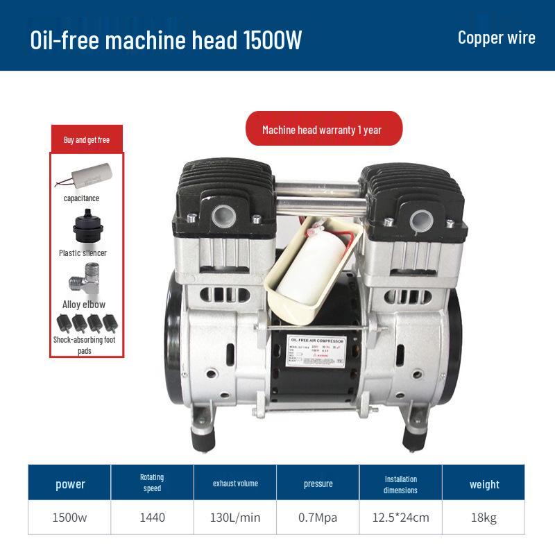 Outus Silent Oil-Free Compressor Head, 220V, All-Copper Motor, 550W-1500W