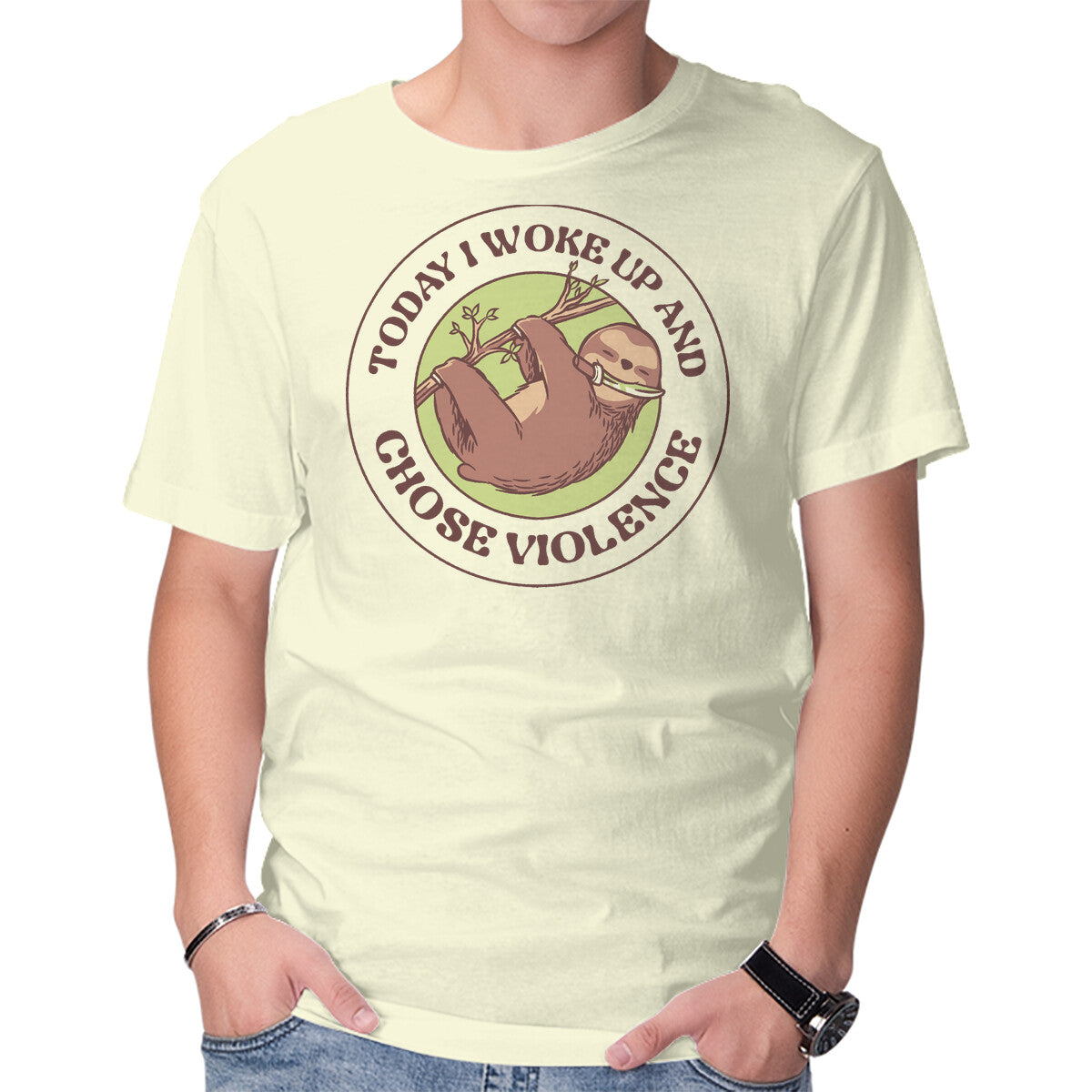 Unisex Crew Neck T-Shirt Woke Up And Chose Violence Graphic Short Sleeve Casual Tee XXL