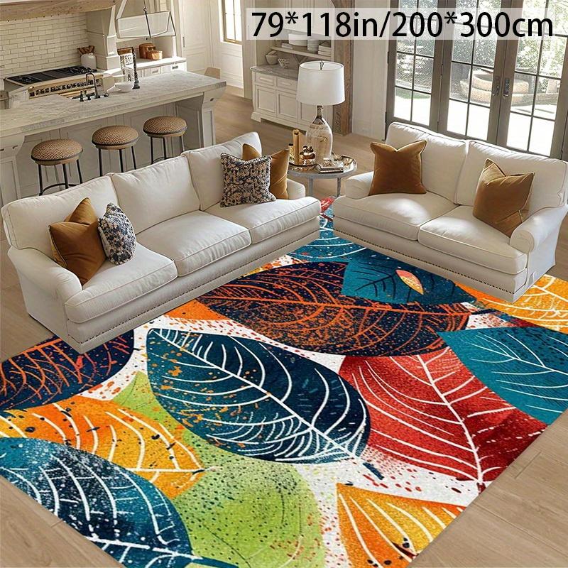 Colorful Crystal Velvet Leaf Patterned Area Rug for Living Room And Bedroom Home Office, Entryway, And Indoor Decor