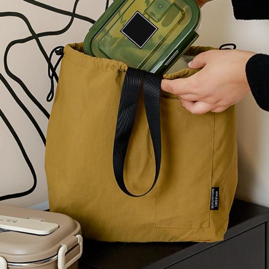 Insulated Lunch Bag Large Capacity Waterproof Wear Resistant Drawstring Portable Thermal Insulated Picnic Storage Bento Box Bag