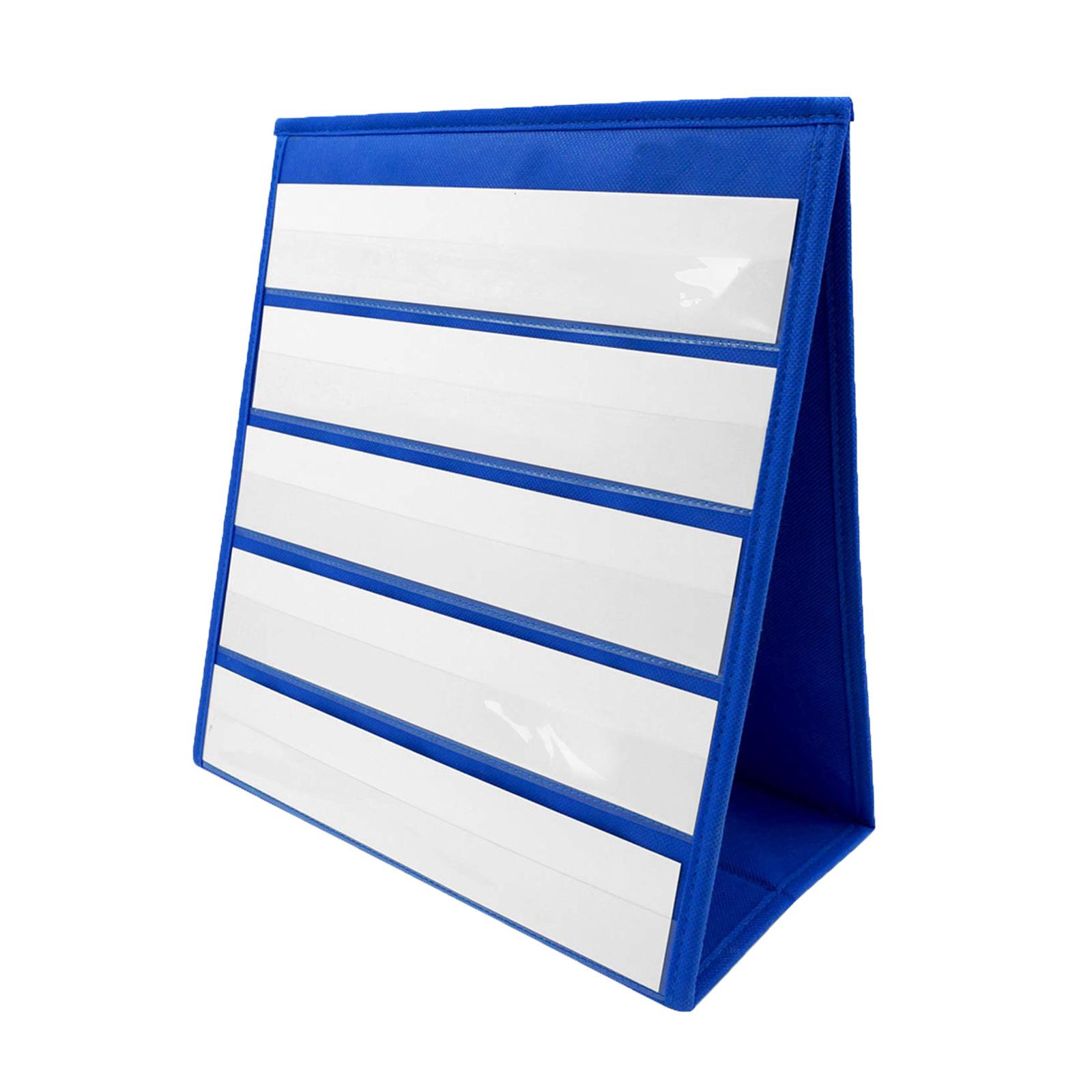 Pocket Chart Calendar, Desktop Sentence Strips File Holder with Blank Cards S синий