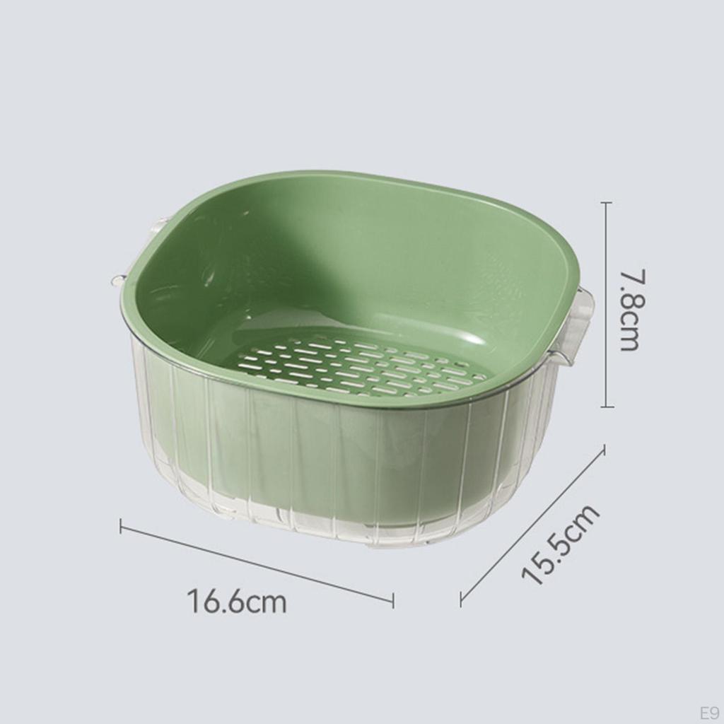 2 Layer Vegetable Washing Basket Kitchen Strainer Colander Bowl, in 1 Cleaning Drain