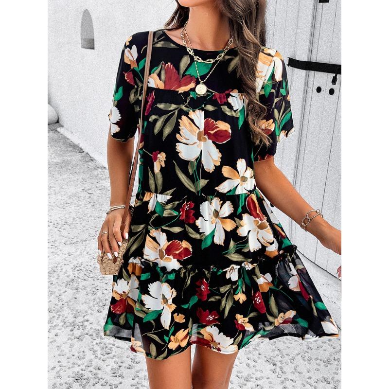 Women's Casual Vacation Printed Short-sleeved Dress