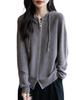 Yuanbao Stitch Women's Korean Style Wool Zippered Hoodie - Casual Versatile Solid Color Knitwear