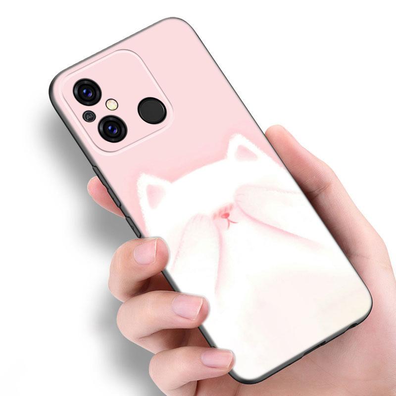 Cute Kawaii Cat Black Case For Xiaomi Redmi 11 Prime 11A 12C 13C A1 A2 Plus A3 12 4G 10 13R 5G 9A 10A 9C 10C 9i 12R Note 9T