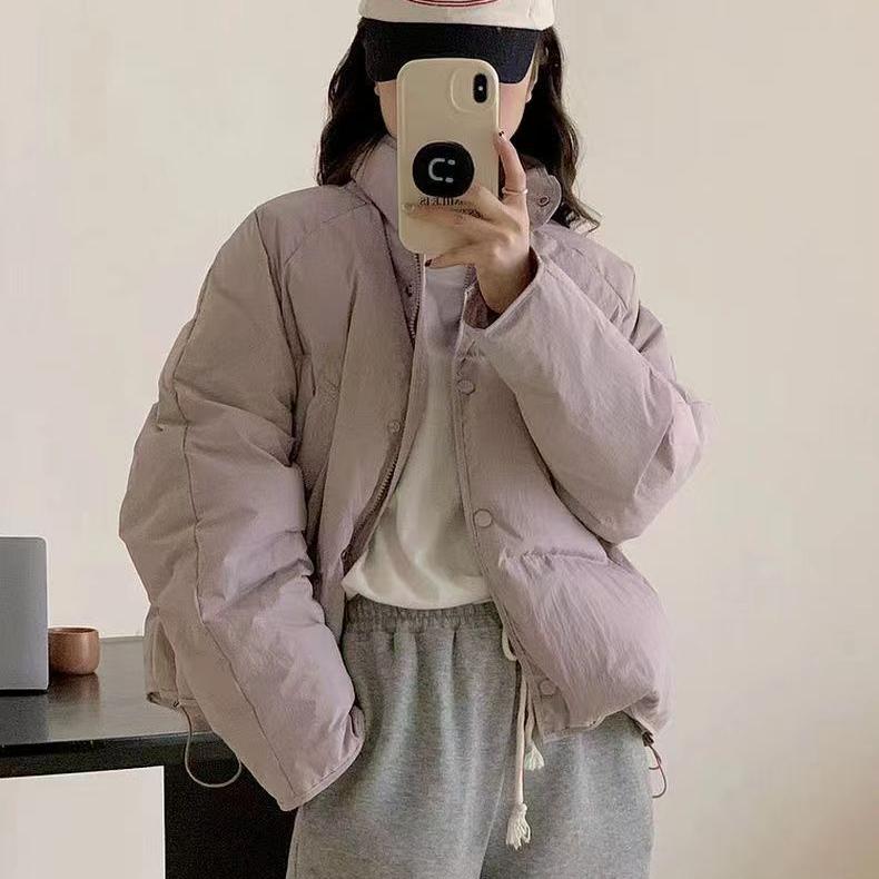 Daunen-Baumwolljacke für Damen, kurz, klein, einfarbig, modische Brotjacke, warme Winter-Baumwolljacke