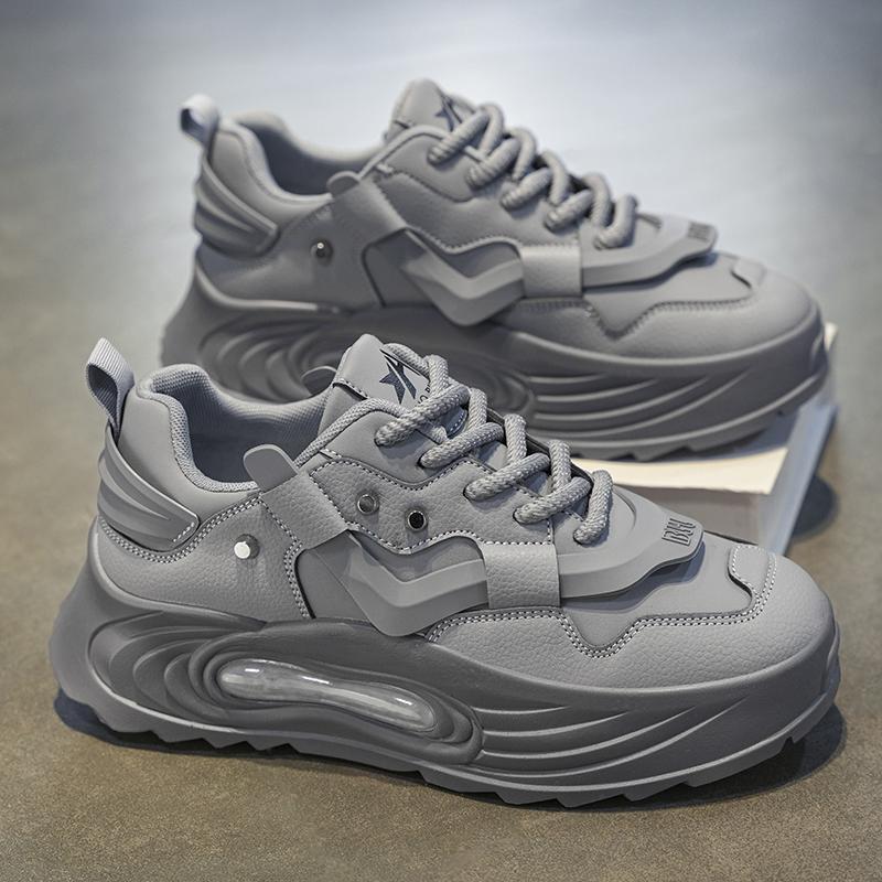 

2026 New High Quality Men s Sneakers Youth Versatile Casual Shoes Thick soled Height Increasing Breathable Sports Running Shoes 39 серый