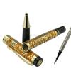 Jinhao 5000 Penna Roller Metal con Intaglio Texture Drago Fusto Bianco Rifiniture Dorate Cancelleria Professionale per Ufficio Accessorio per Scrittura