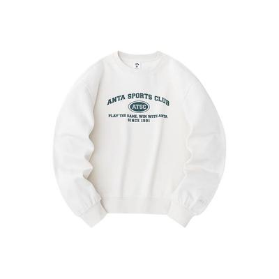 Lifestyle Series Letter Round Neck Pullover Loose Fleece Sweatshirt Women Sweatshirt Stone-White 162348706-1