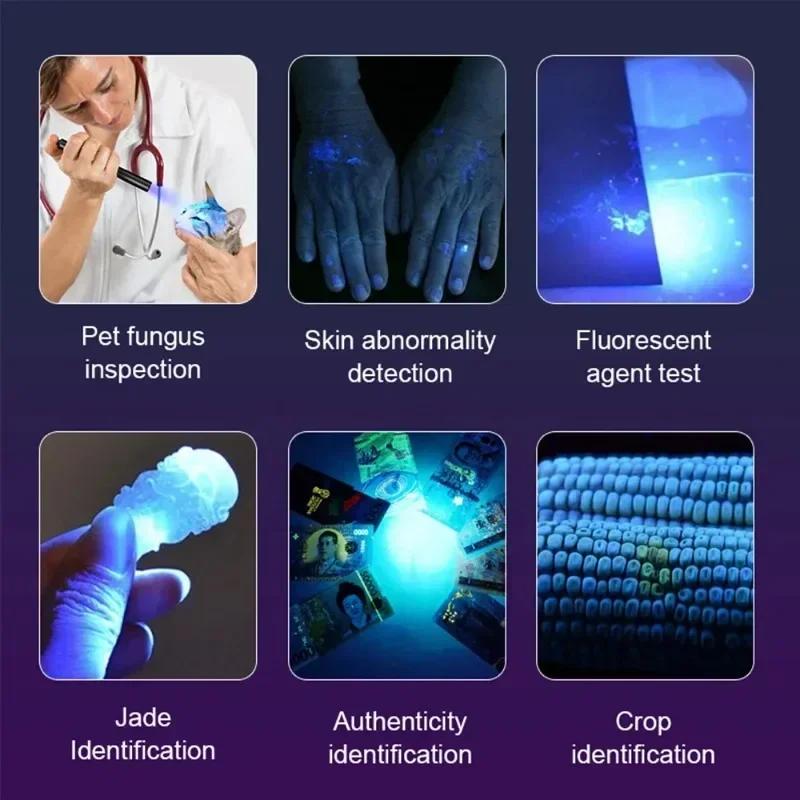 15W UV 365nm High Power Blacklight USB Flashlight Invisible Ink Marker Cat Dog Urine Tinea Ore Money Scorpion Fluorescence Light