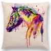Watercolor Animals Cushion Cover Portrait Head Bighorn Lion Leopard Tiger Bear Eagle Horse Dogs  Home Sofa Throw Pillow Case